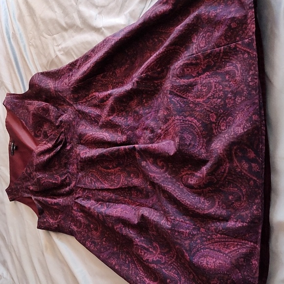 Land's End Dress 16 V Neck Sleeveless Knee Length Midi Purple Paisley A-Line - Picture 15 of 16